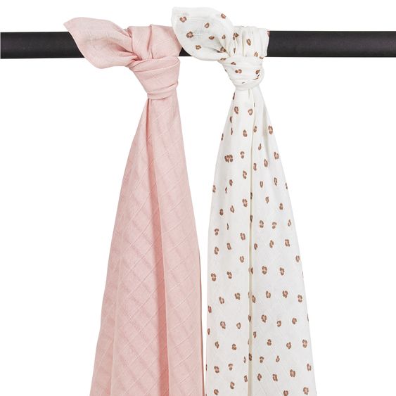 Meyco Mullwindel / Mulltuch / Pucktuch / Swaddle 2er Pack 120 x 120 cm - Mini Panther - Soft Pink