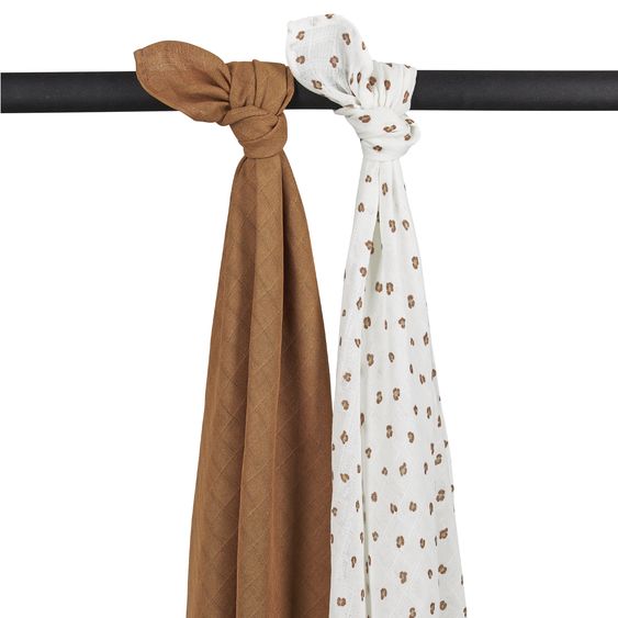 Meyco Mullwindel / Mulltuch / Pucktuch / Swaddle 2er Pack 120 x 120 cm - Mini Panther - Toffee