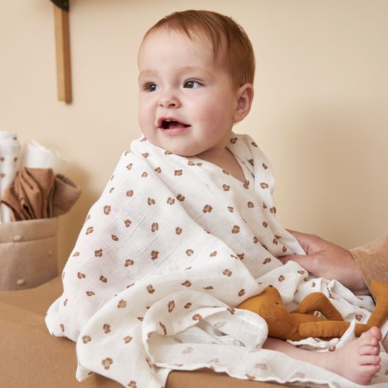 Meyco Mullwindel / Mulltuch / Pucktuch / Swaddle 2er Pack 120 x 120 cm - Mini Panther - Toffee