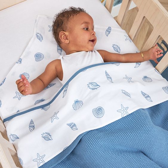 Meyco Mullwindel / Mulltuch / Pucktuch - Swaddle - 2er Pack 120 x 120 cm - Shells Denim