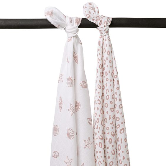 Meyco Mullwindel / Mulltuch / Pucktuch - Swaddle - 2er Pack 120 x 120 cm - Shells Lilac