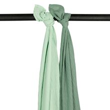 Mullwindel / Mulltuch / Pucktuch / Swaddle 2er Pack Musselin 120 x 120 cm - Soft Green / Forest Green