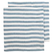 Muslin Cloth / Muslin Towel / Swaddle Wrap / Swaddle 2-Pack Muslin Pre-Washed 70 x 70 cm - Fat Stripe - Jeans Blue