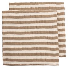 Langes En Mousseline / Langes En Mousseline / Langes D'emmaillotage / Swaddle Lot De 2 Mousseline Pré-Lavée 70 x 70 cm - Rayure Grasse - Taupe