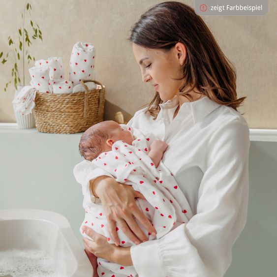 Meyco Mullwindel / Mulltuch / Pucktuch / Swaddle 2 pezzi Mussola Pre-Lavata 70 x 70 cm - Sweet Heart - Soft Sand / Black