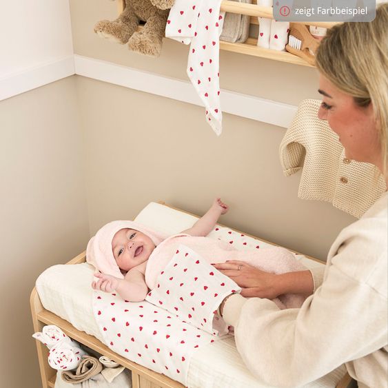 Meyco Mullwindel / Mulltuch / Pucktuch / Swaddle 2 pezzi Mussola Pre-Lavata 70 x 70 cm - Sweet Heart - Soft Sand / Black