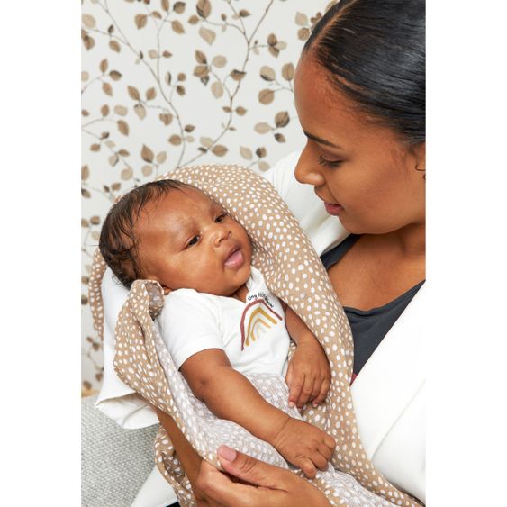 Meyco Mullwindel / Mulltuch / Pucktuch - Swaddle - 3er Pack 70 x 70 cm - Cheetah - Taupe