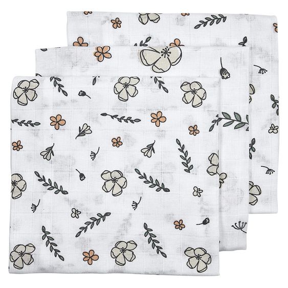 Meyco Mullwindel / Mulltuch / Pucktuch - Swaddle aus Bio-Baumwolle - 3er Pack - 70 x 70 cm - Floral