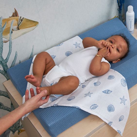 Meyco Mullwindel / Mulltuch / Pucktuch - Swaddle - 3er Pack 70 x 70 cm - Shells Denim