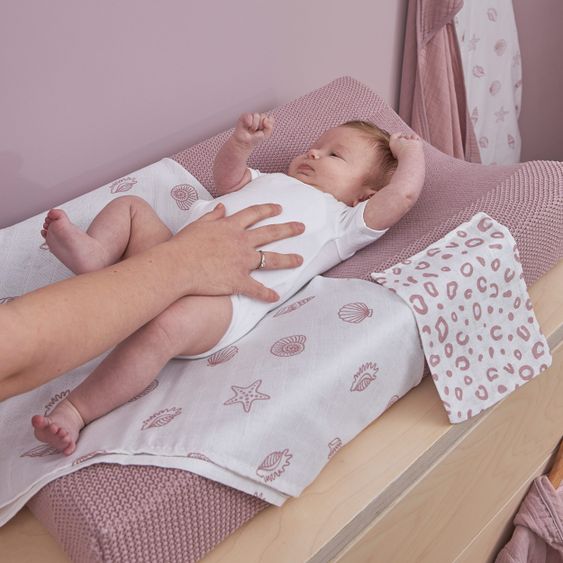 Meyco Mullwindel / Mulltuch / Pucktuch - Swaddle - 3er Pack 70 x 70 cm - Shells Lilac