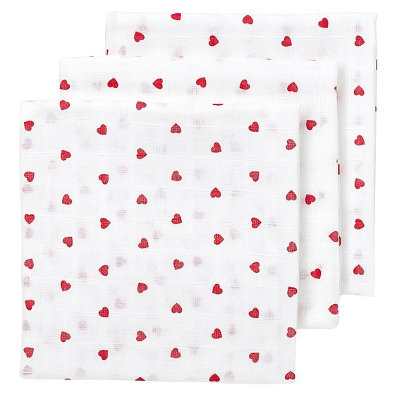 Meyco Mullwindel / Mulltuch / Pucktuch / Swaddle Confezione da 3 70 x 70 cm - Sweet Heart