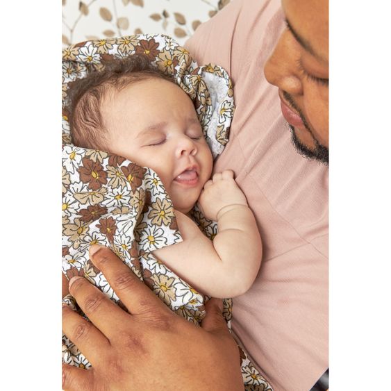 Meyco Mullwindel / Mulltuch / Pucktuch - Swaddle - 3er Pack 70 x 70 cm - Vintage Flower - Taupe