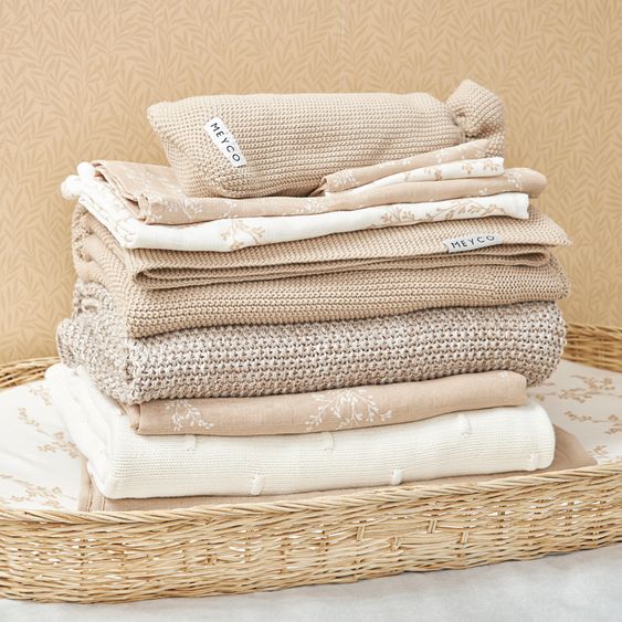 Meyco Mullwindel / Mulltuch / Pucktuch / Swaddle 3er Pack Musselin 70 x 70 cm - Branches - Sand