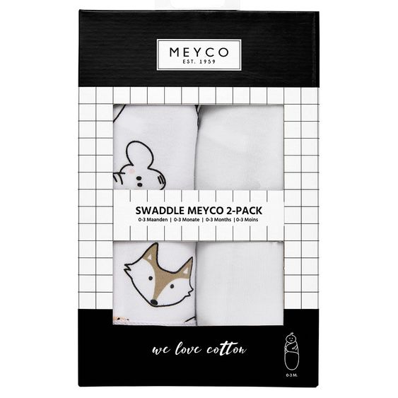 Meyco Pucksack 2er Pack - Animals & Weiß