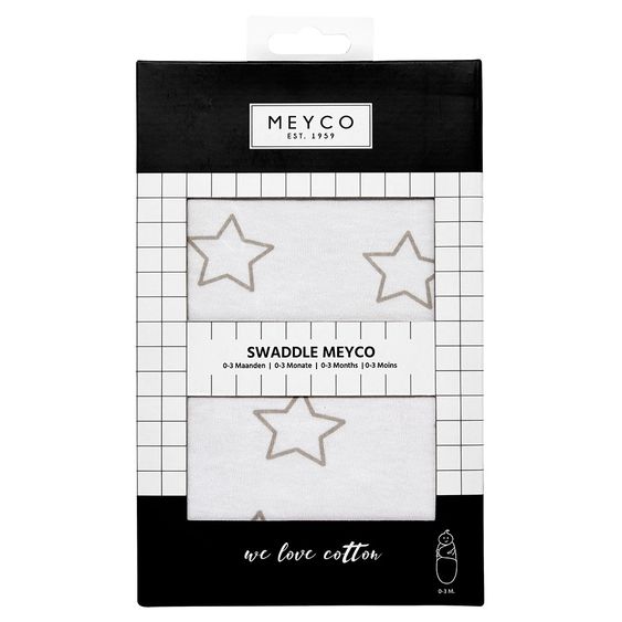 Meyco Pucksack - Sterne - Weiß Grau - Gr. 0 - 3 Monate