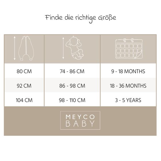 Meyco Schlafsack mit Beinen / Schlafoverall Musselin wattiert - Sand - Gr. 104 cm