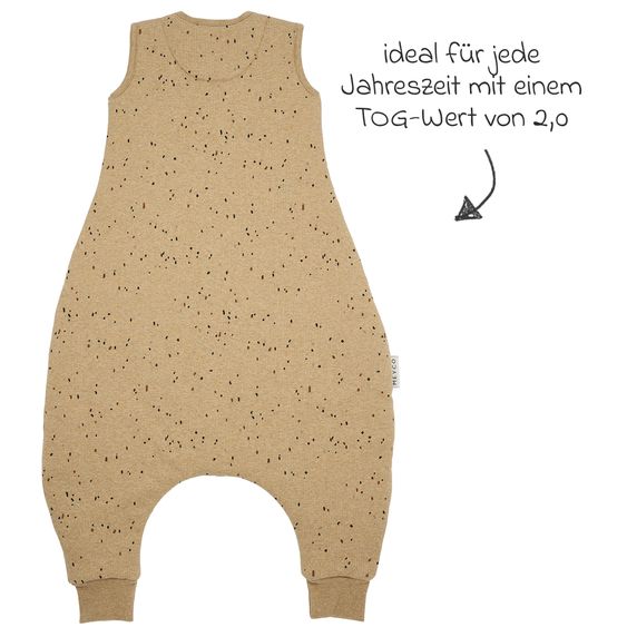 Meyco Schlafsack mit Beinen / Schlafoverall - Rib Mini Spot - Toffee Melange - Gr. 80 cm