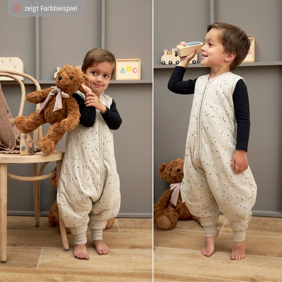 Meyco Schlafsack mit Beinen / Schlafoverall - Rib Mini Spot - Toffee Melange - Gr. 80 cm