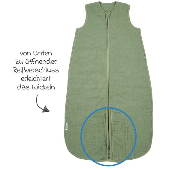 Meyco Schlafsack Musselin wattiert - Olive Green - Gr. 90 cm