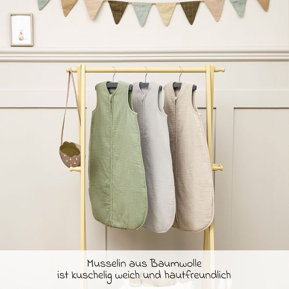 Meyco Schlafsack Musselin wattiert - Olive Green - Gr. 90 cm