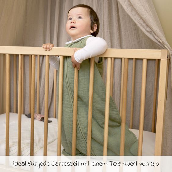 Meyco Schlafsack Musselin wattiert - Olive Green - Gr. 90 cm