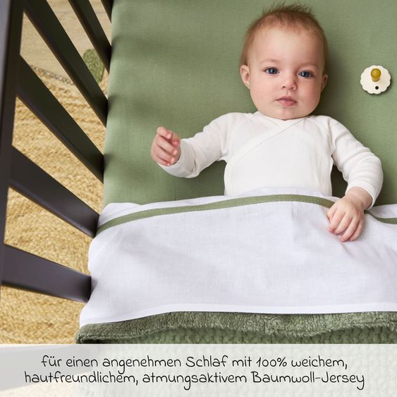 Meyco Set 2 pz di lenzuolo con angoli per lettino bambini 70 x 140 cm - Oliva Verde