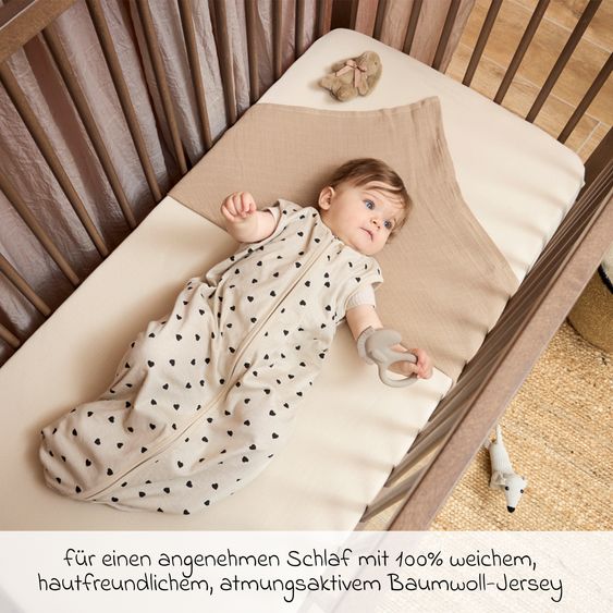 Meyco Set 2 copripiumini elasticizzati Per lettino bambini 70 x 140 cm - Sabbia