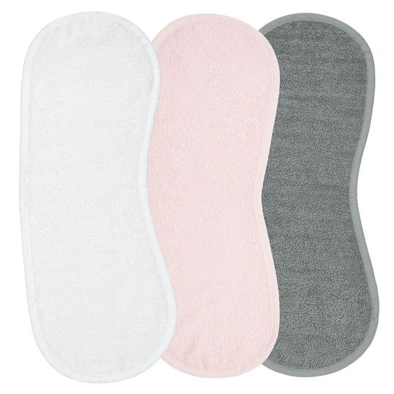 Meyco Burp cloth 3-pack 52 x 20 cm - White, Light Pink & Grey