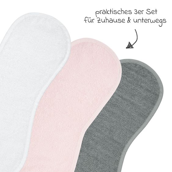 Meyco Spucktuch Frottee 3er Pack 52 x 20 cm - White, Light Pink & Grey