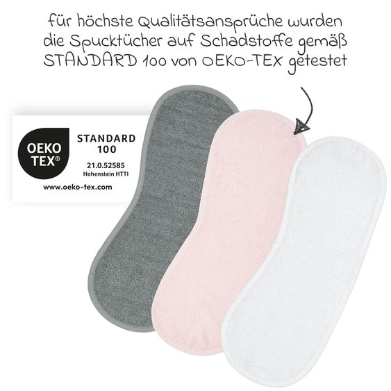 Meyco Spucktuch Frottee 3er Pack 52 x 20 cm - White, Light Pink & Grey