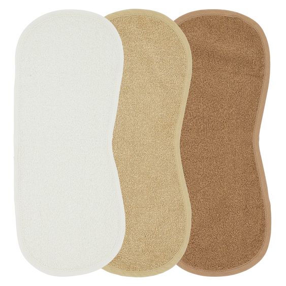 Meyco Terry burp cloth 3-pack 52 x 20 cm - Basic - Offwhite, Sand & Toffee