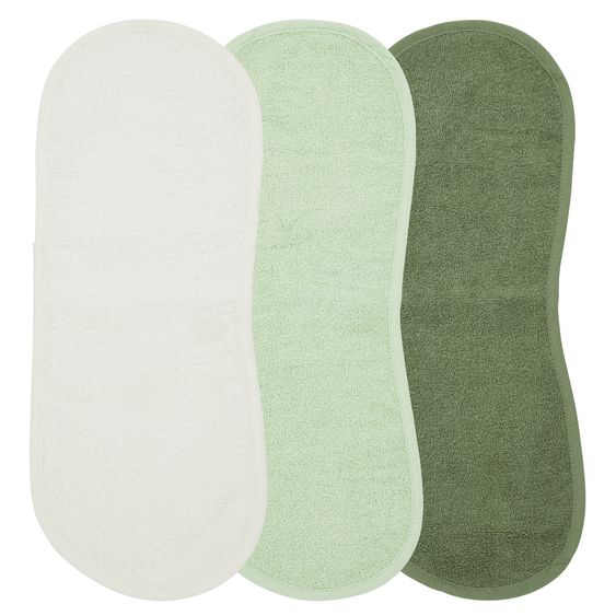 Meyco Terry burp cloth 3-pack 52 x 20 cm - Offwhite, Soft Green & Forest Green