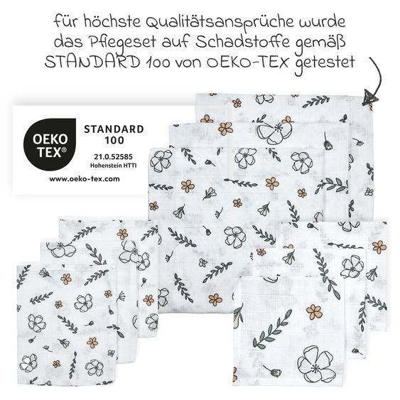 Meyco Starter Set 9-tlg. Mulltücher aus Bio-Baumwolle - Floral