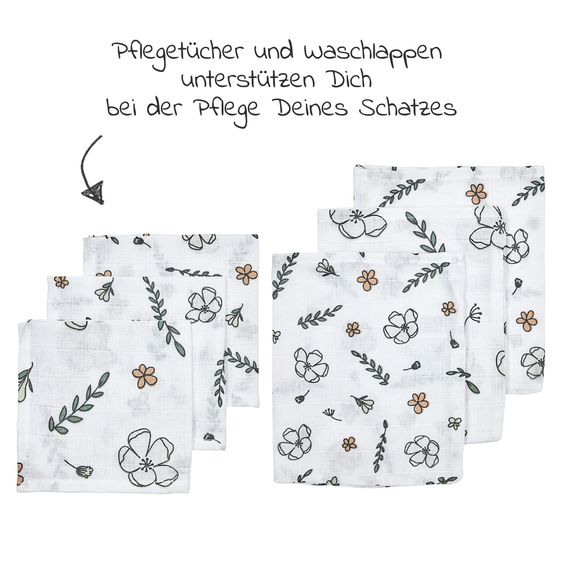 Meyco Starter Set 9-tlg. Mulltücher aus Bio-Baumwolle - Floral
