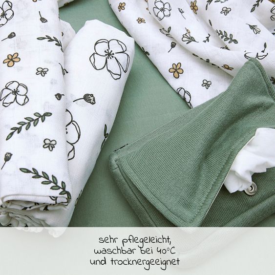 Meyco Starter Set 9-tlg. Mulltücher aus Bio-Baumwolle - Floral