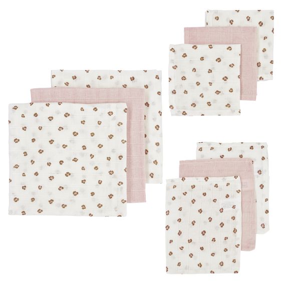 Meyco Starter set of 9 muslin cloths - Mini Panther - Soft Pink