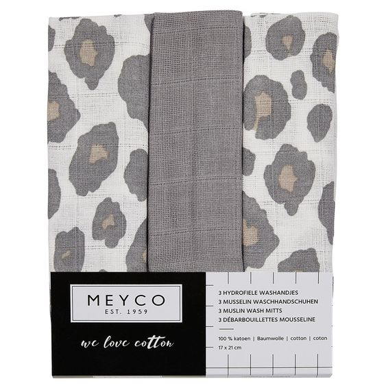 Meyco Waschhandschuh - 3er Pack - 20 x 14 cm - Panther