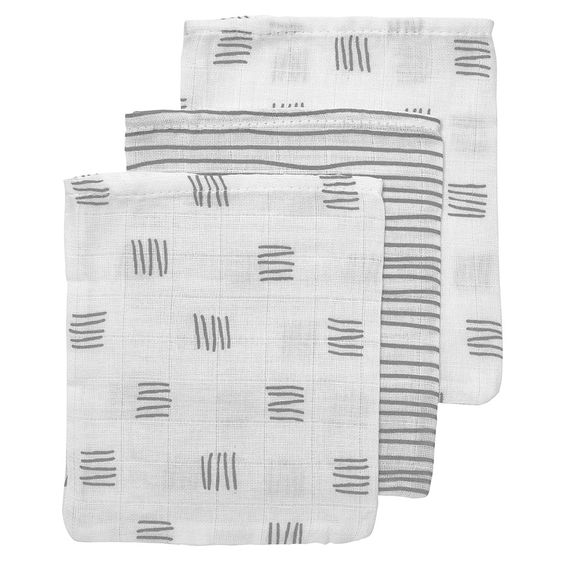 Meyco Waschhandschuh - 3er Pack - 20 x 17 cm - Block Stripes - Grau
