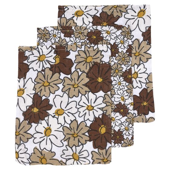 Meyco Waschhandschuh - 3er Pack 20 x 17 cm - Vintage Flower - Taupe