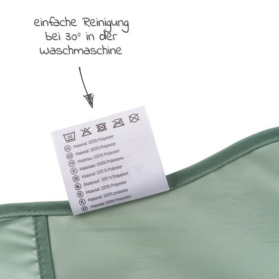 MiaMia 11-tlg. Esslern-Set - 2x Silikon-Teller + 2x Edelstahl-Besteck + 3x Ärmel-Lätzchen - Salbei Grau