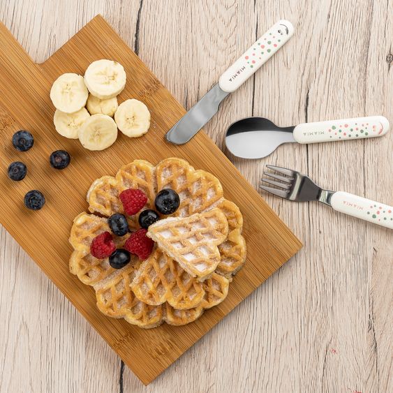 MiaMia 5-pc. Weaning Set - Silicone Plate + Cutlery (2 Spoons & 2 Forks) - Grey