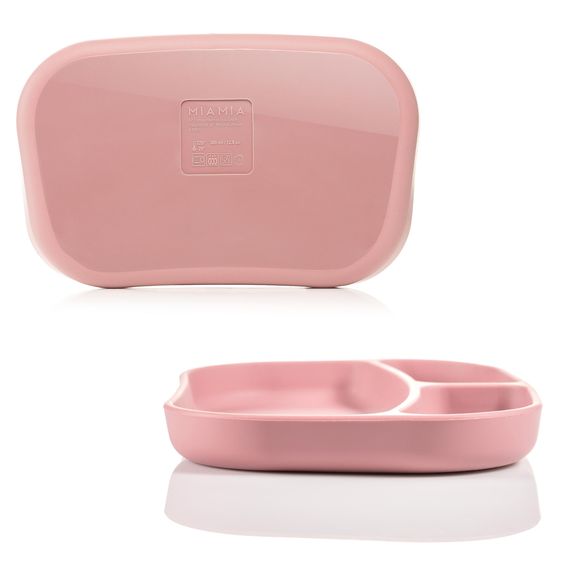 MiaMia 5-pc. Weaning Set - Silicone Plate + Cutlery (2 Spoons & 2 Forks) - Rose