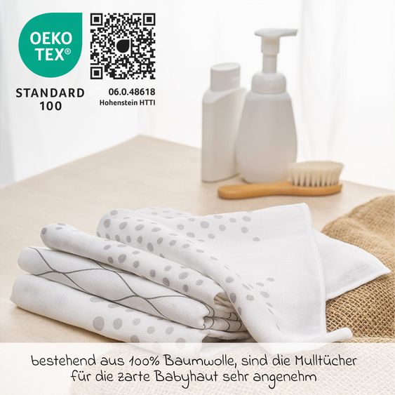 MiaMia Set 5 pz. di biberon PP 260 ml con tettarella in silicone Taglia S + 3 bavaglini