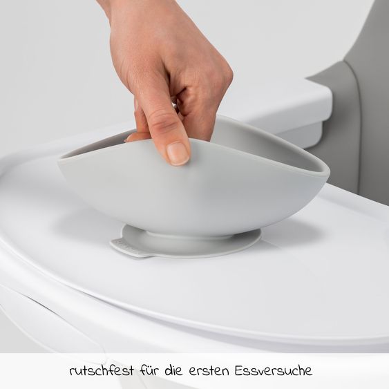 MiaMia 6-pcs. Weaning Set - 2 Silicone Bowls + Cutlery (2 Spoons & 2 Forks) - Petrol / Light Grey