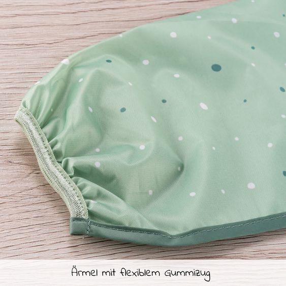 MiaMia 8-pc. Weaning Complete Set - 3 Sleeveless Bibs + Silicone Plate + Cutlery (2 Spoons & 2 Forks) - Green / Grey