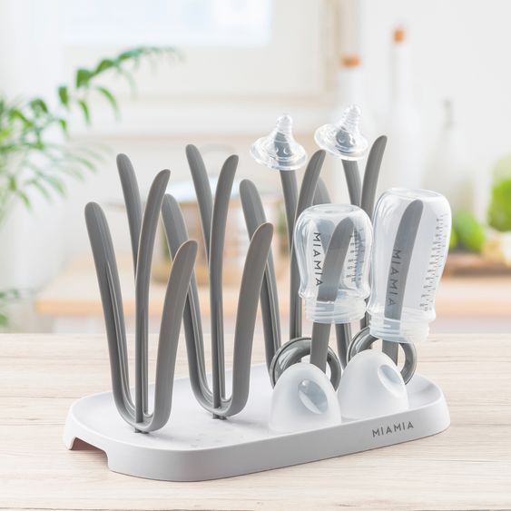 MiaMia Draining rack / drying rack for baby bottles - Gray White