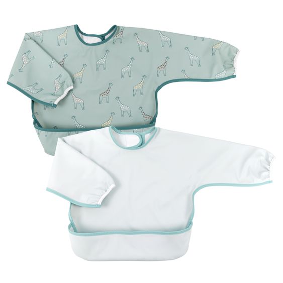 MiaMia Bavoirs À Manches Lot De 2 - Girafe / Uni - Vert