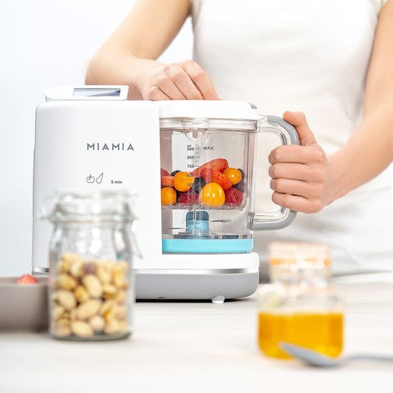 MiaMia Babynahrungszubereiter 5-in-1 (Dampfgaren, Mixen, Erwärmen, Warmhalten, Sterilisieren)
