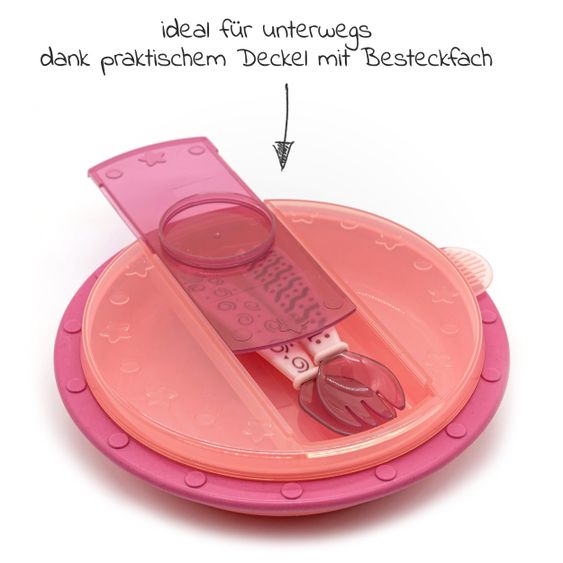 MiaMia Babyteller zum Mitnehmen inkl. Besteck - Pink