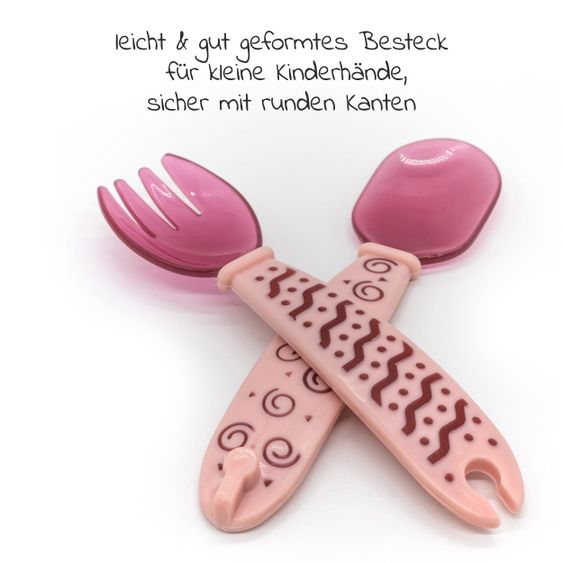 MiaMia Babyteller zum Mitnehmen inkl. Besteck - Pink